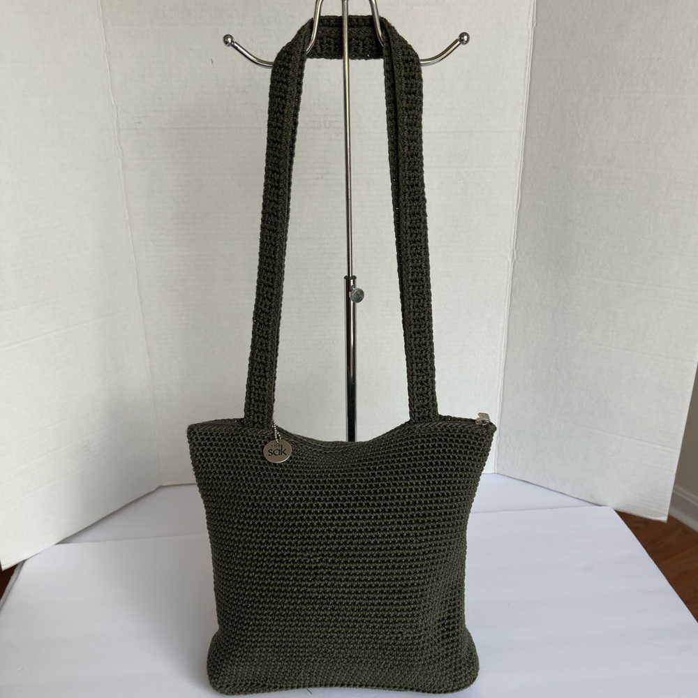 The sack || womans Olive Green Knit Tote Bag